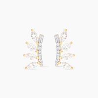 Boucles D'oreilles Puces Tiara Or Jaune Oxyde De Zirconium