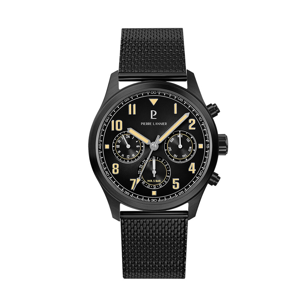 Montre Pierre Lannier Lannier Aviateur Noir - F&ecirc;te des p&egrave;res Homme | Histoire d&rsquo;Or