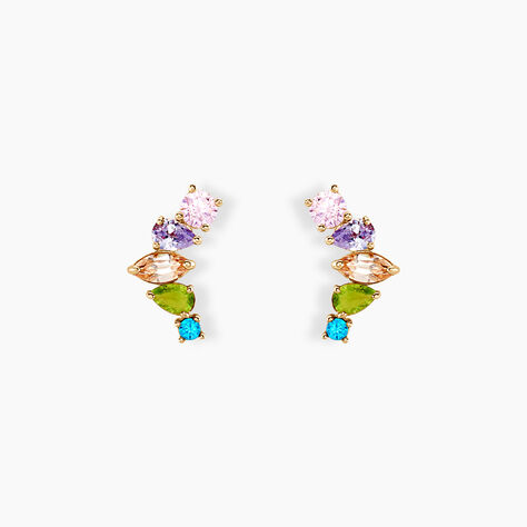 Boucles D'oreilles Puces Archelaus Or Jaune Oxyde De Zirconium - Clous d'oreilles Femme | Histoire d’Or