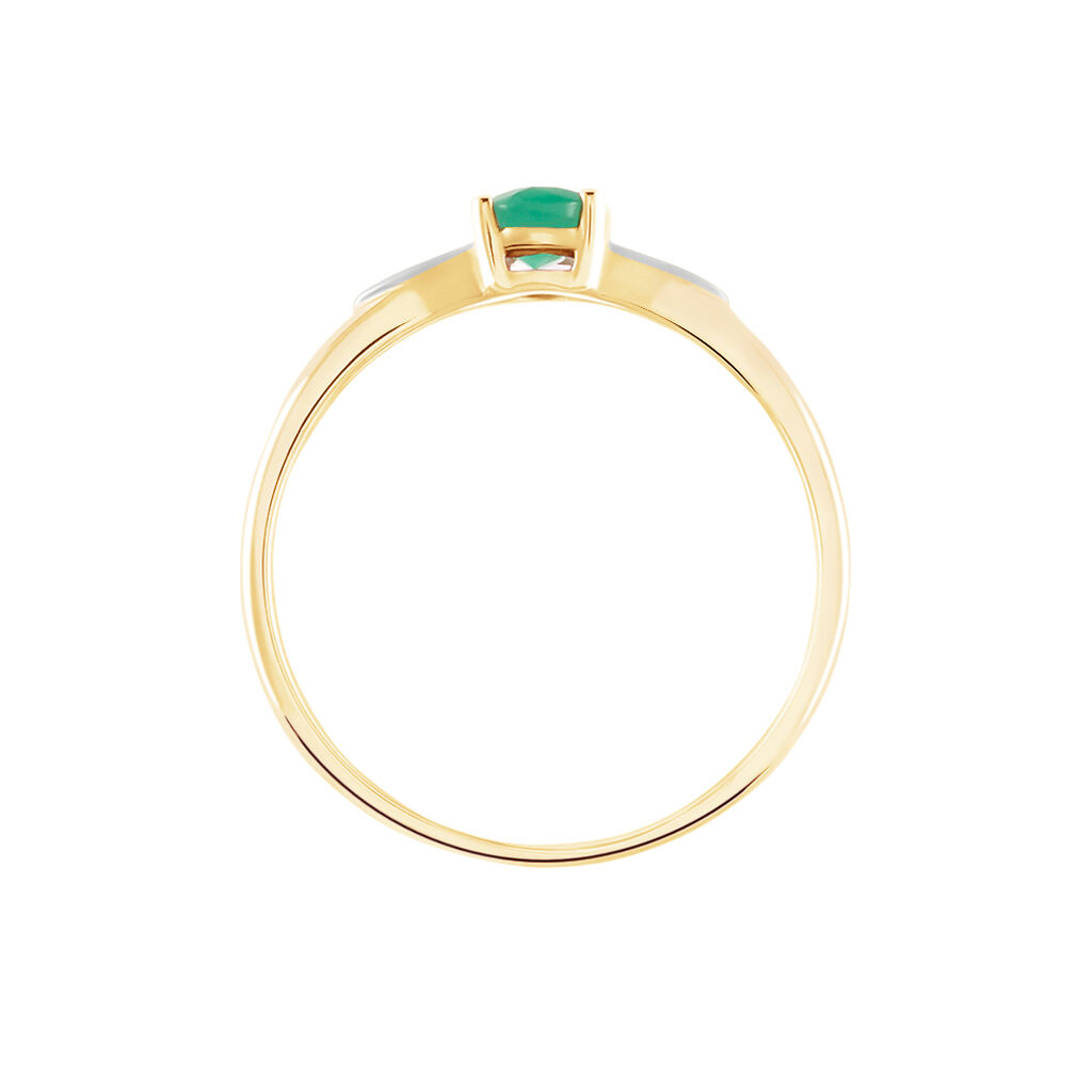 Bague Solitaire Ludmilla Or Jaune Emeraude Et Diamant - Bagues solitaires Femme | Histoire d&rsquo;Or