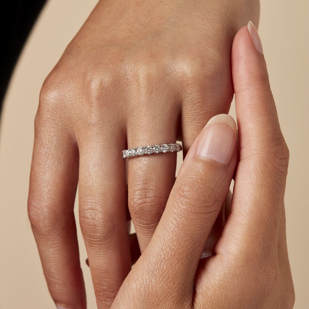 Demi Alliance Eloise Platine Blanc Diamant - Alliances Femme | Histoire d’Or