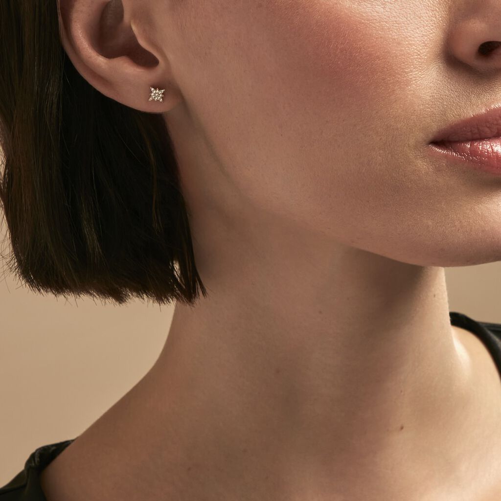 Boucles D'oreilles Dépareillées Munroe Or Jaune Oxyde De Zirconium - Boucles d'oreilles Femme | Histoire d’Or
