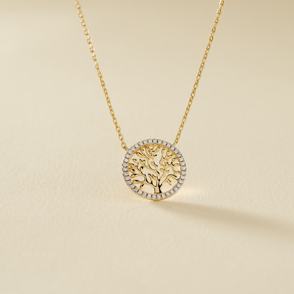 Collier Theolina Plaqu&eacute; Or Jaune Oxyde De Zirconium - Colliers Femme | Histoire d&rsquo;Or