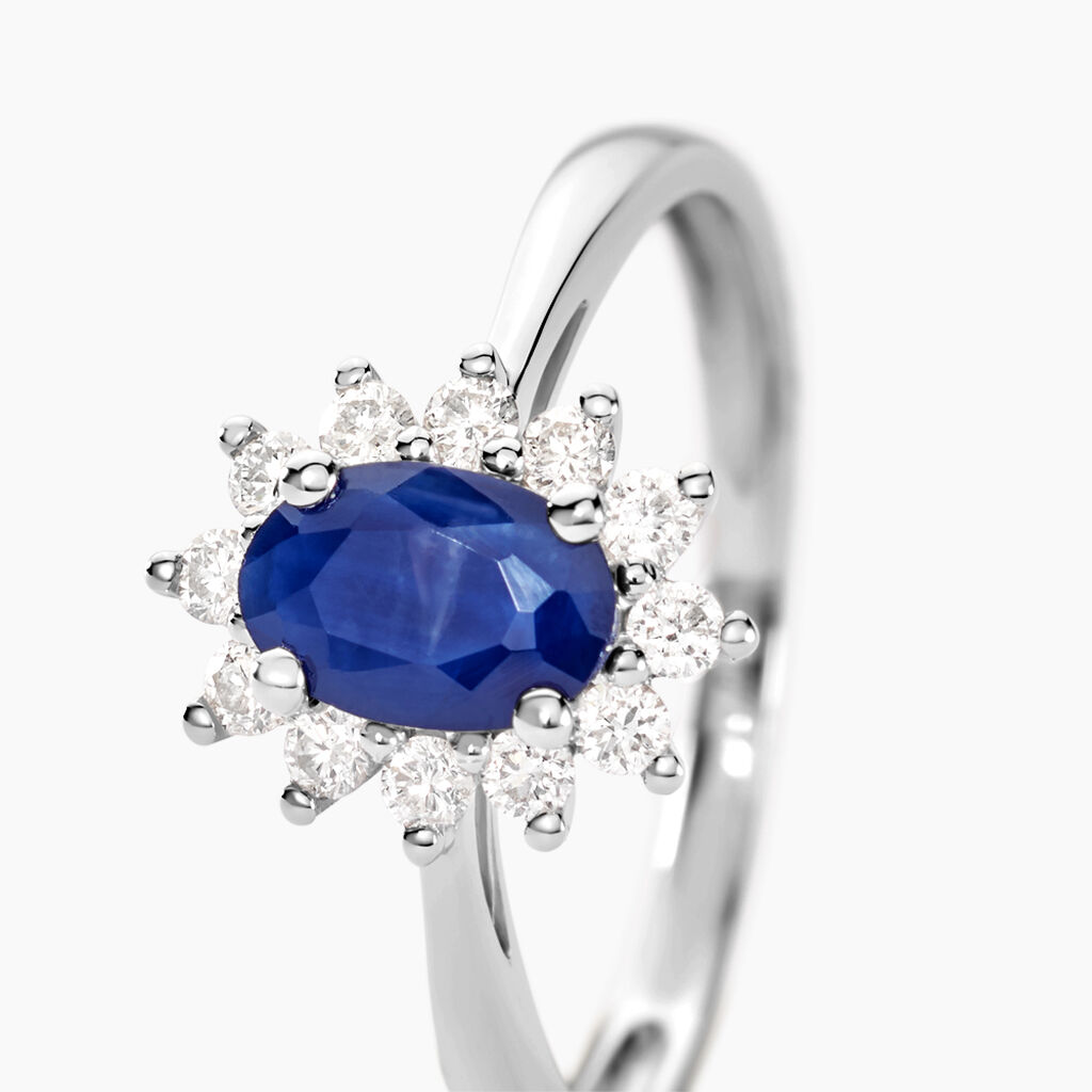 Bague Or Blanc Saphir Diamants - Bagues solitaires Femme | Histoire d’Or