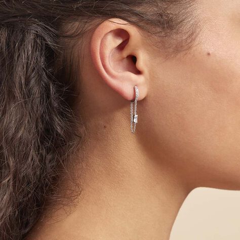 Créole Argent Blanc Javier Oxydes De Zirconium - Boucles d'oreilles créoles Femme | Histoire d’Or