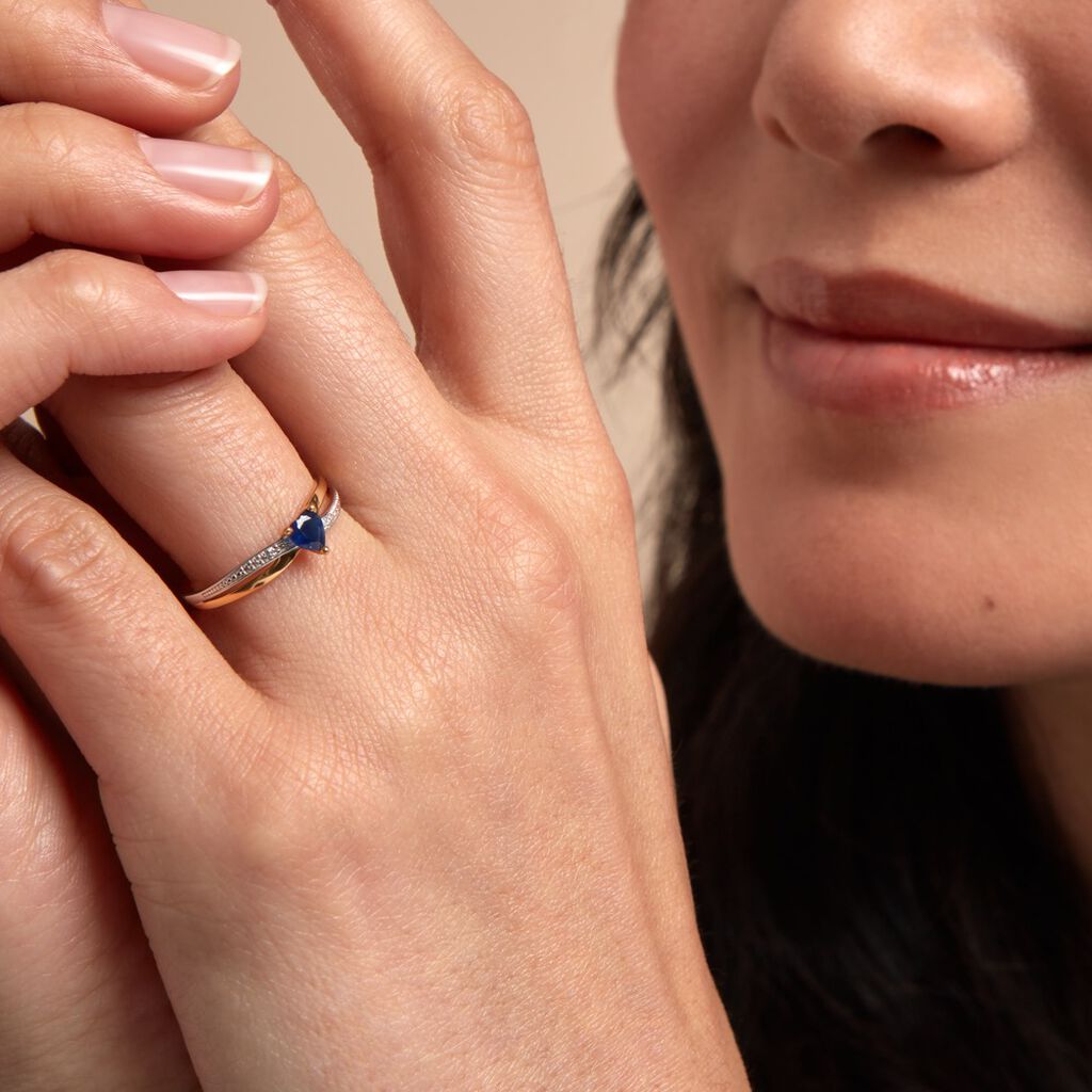 Bague Skylar Or Bicolore Saphir Diamant - Bagues solitaires Femme | Histoire d’Or