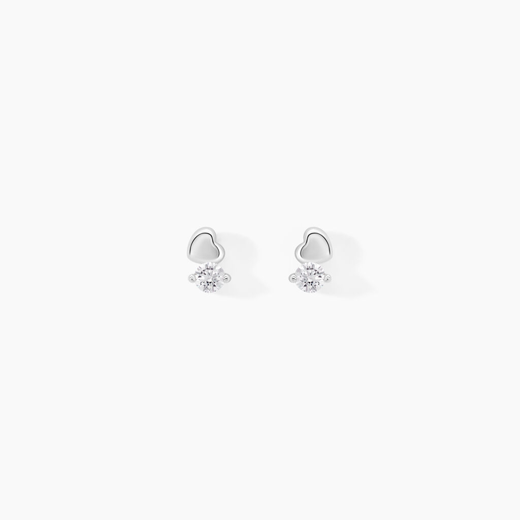 Boucles D'oreilles Puces Amani Argent Blanc Oxyde De Zirconium - Boucles d'oreilles fantaisie Femme | Histoire d&rsquo;Or