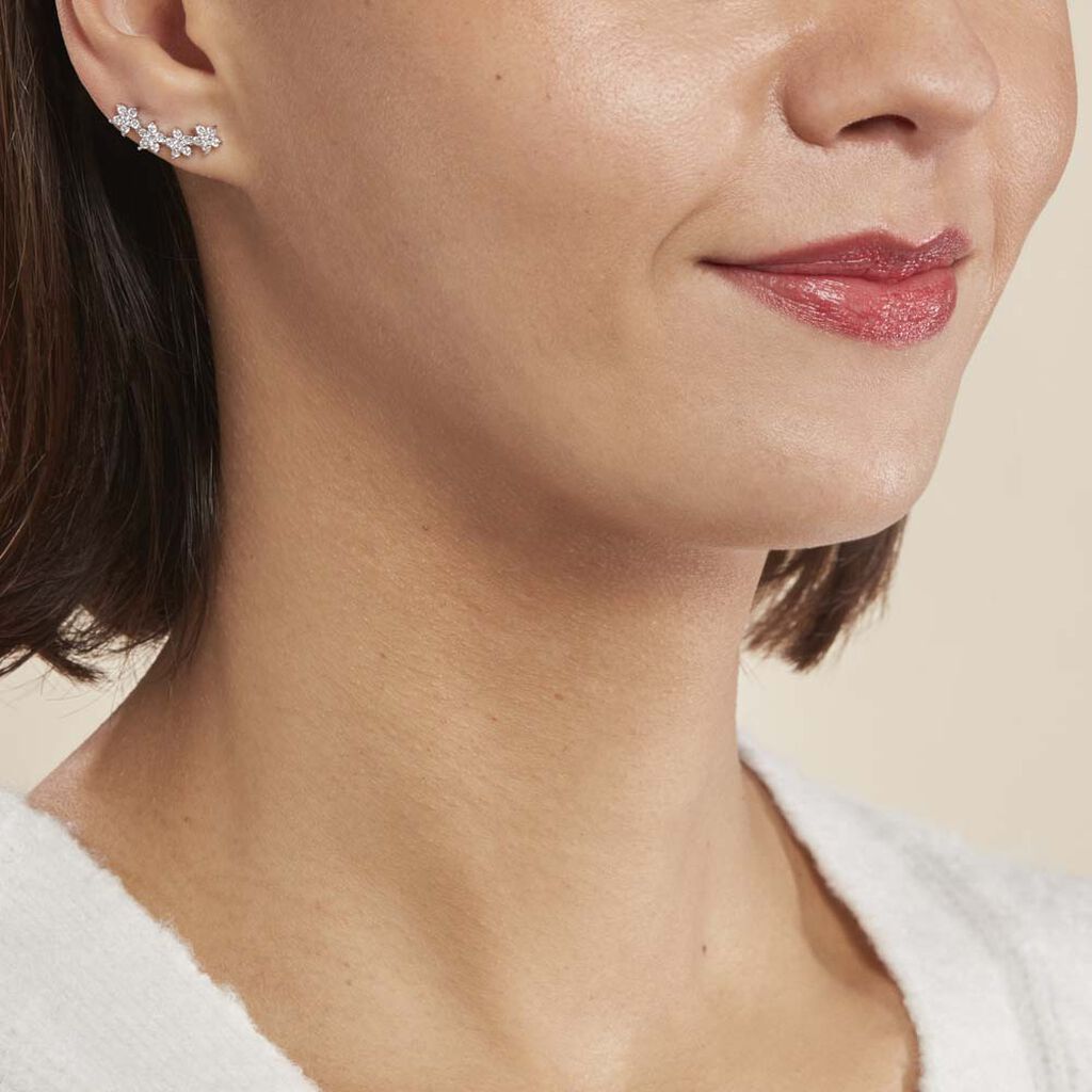 Boucles D'oreilles Grimpantes Sohalia Argent Blanc Oxyde De Zirconium - Boucles d'oreilles fantaisie Femme | Histoire d’Or
