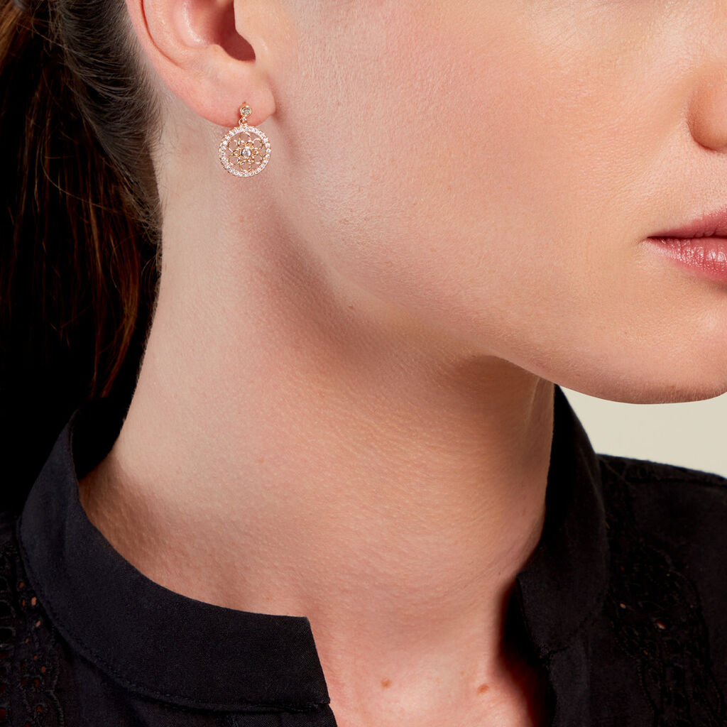 Boucles D'oreilles Pendantes Danya Plaqué Or Doré Oxyde De Zirconium - Boucles d'oreilles pendantes Femme | Histoire d’Or