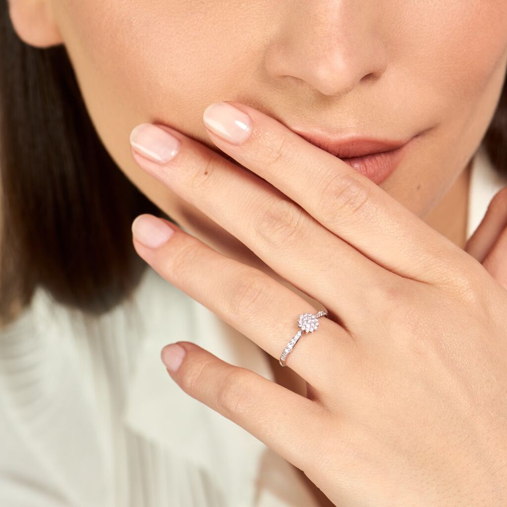 Bague Shin Or Blanc Oxyde De Zirconium - Bagues avec pierre Femme | Histoire d’Or