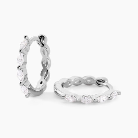 Cr&eacute;oles Servane Argent Blanc Oxyde De Zirconium - Boucles d'oreilles cr&eacute;oles Femme | Histoire d&rsquo;Or