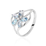 Bague Orchidee Or Blanc Topaze Oxyde De Zirconium - Bagues avec pierre Femme | Histoire d&rsquo;Or