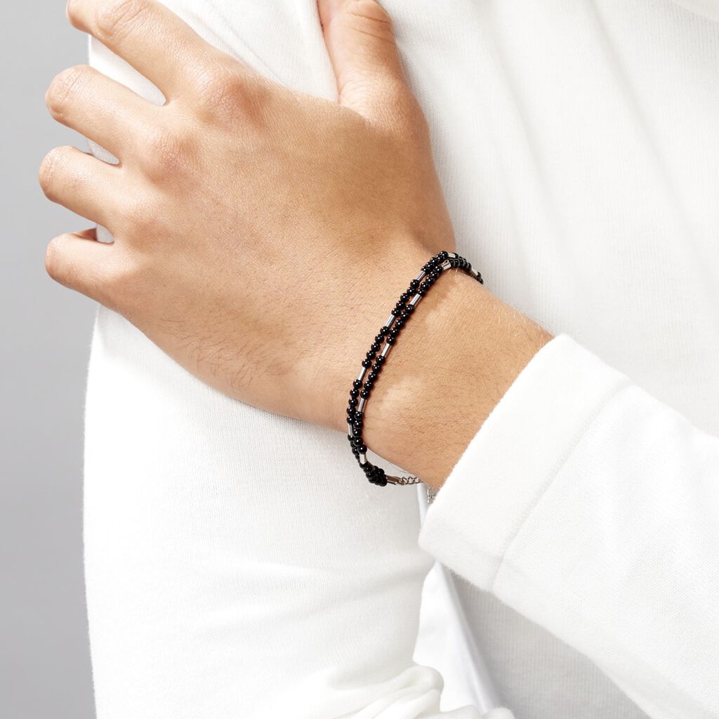 Bracelet Acier Blanc Augusto Agate - Bracelets Homme | Histoire d’Or