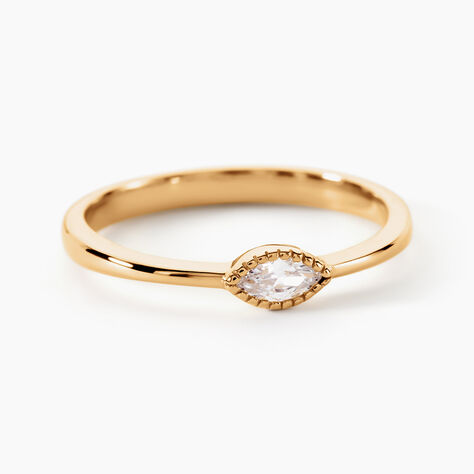 Bague Harmonie Plaque Or Jaune Oxyde De Zirconium - Bagues solitaires Femme | Histoire d&rsquo;Or
