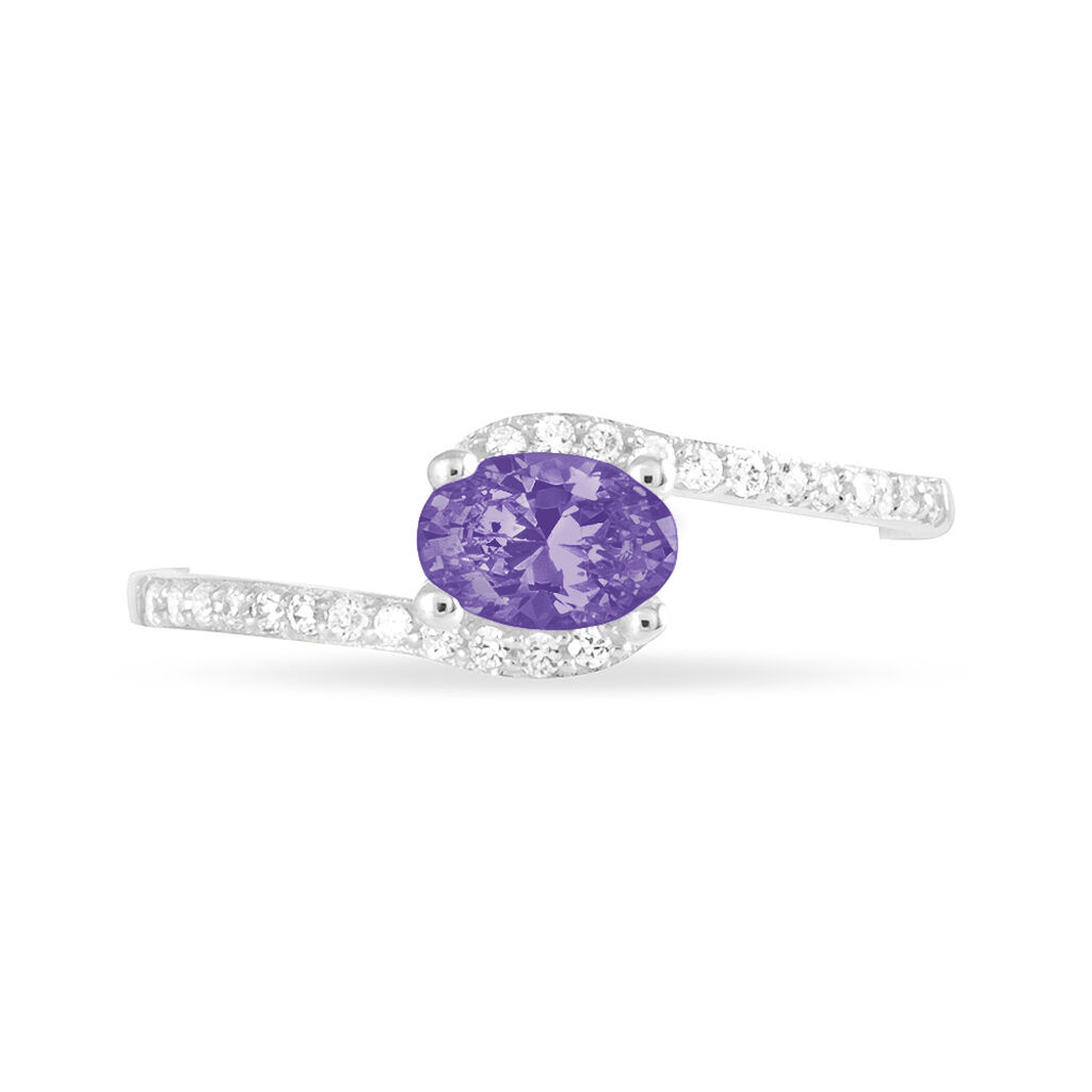 Bague Loriane Or Blanc Amethyste Et Oxyde De Zirconium - Bagues solitaires Femme | Histoire d’Or