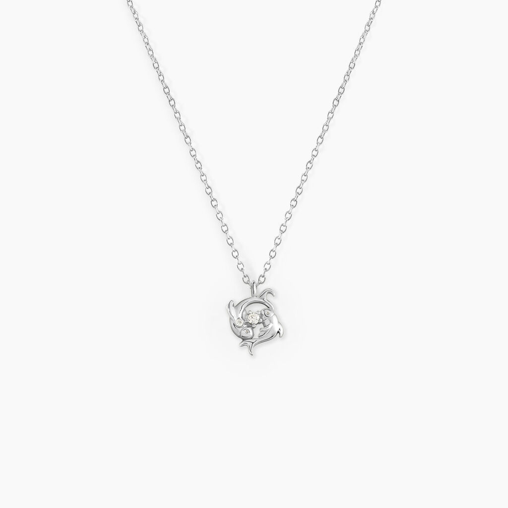 Collier Amalthee Argent Blanc Oxyde De Zirconium - Colliers Zodiaque Femme | Histoire d&rsquo;Or