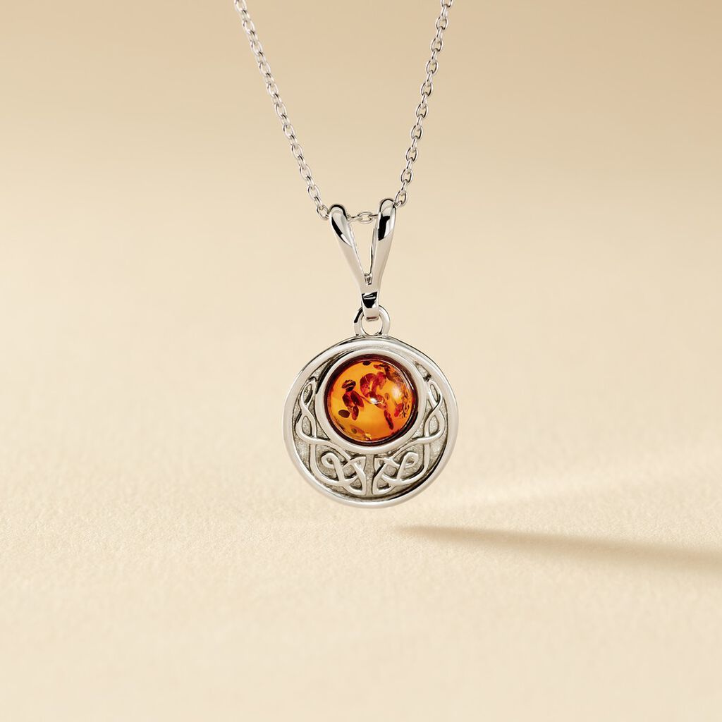 Collier Argent Blanc Mystica Ambre - Colliers fantaisie Femme | Histoire d&rsquo;Or