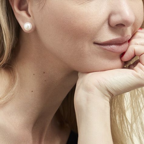 Boucles D'oreilles Puces Ursulina Or Jaune Perle De Culture - Clous d'oreilles Femme | Histoire d’Or