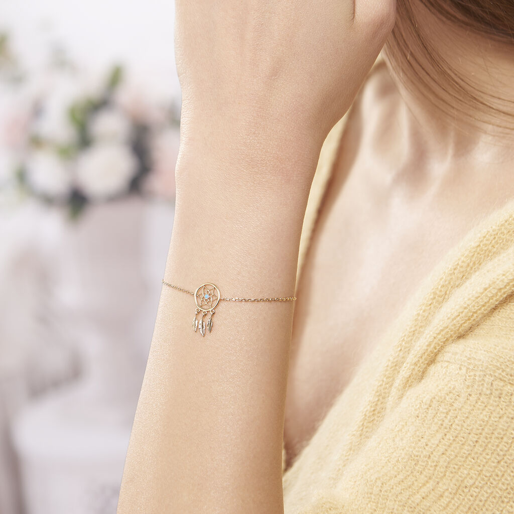 Bracelet Attrape Reves Plaque Or Jaune Pierre De Synthese - Bracelets Femme | Histoire d&rsquo;Or