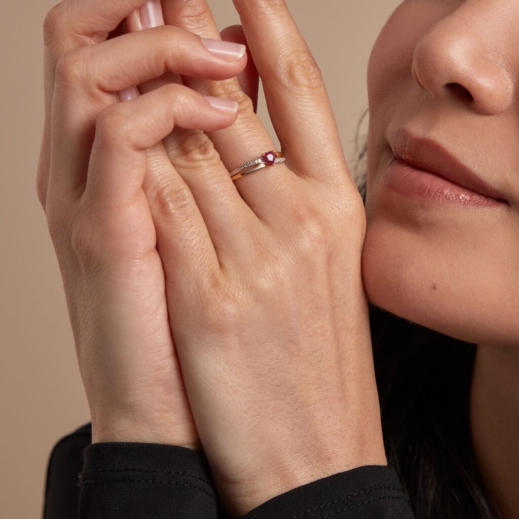 Bague Skylar Or Bicolore Rubis Diamant - Bagues solitaires Femme | Histoire d’Or