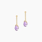 Boucles D'Oreilles Pendantes Ludmille Argent Dor&eacute; A L'Or 750/1000 Am&eacute;thyste - Boucles d'oreilles pendantes Femme | Histoire d&rsquo;Or