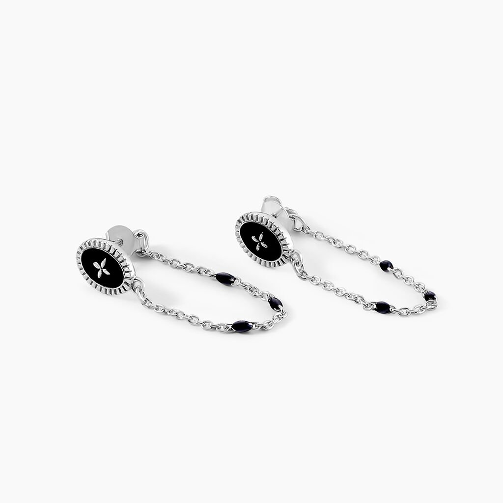 Boucles D'oreilles Pendantes Polka Argent Blanc - Boucles d'oreilles fantaisie Femme | Histoire d&rsquo;Or