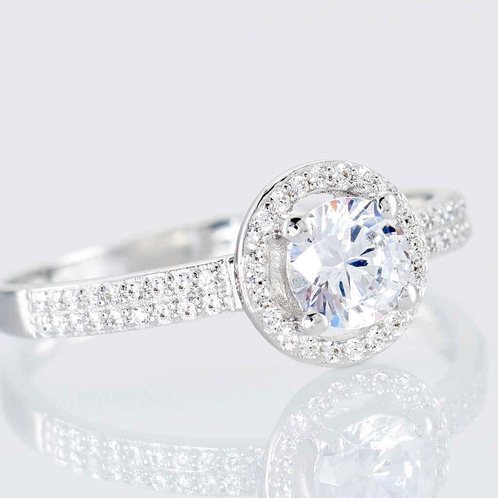 Bague Stelila Or Blanc Oxyde De Zirconium - Bagues solitaires Femme | Histoire d&rsquo;Or