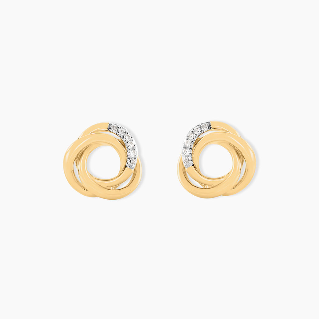 Boucles D'oreilles Puces Syrena Or Jaune Diamant - Boucles d'oreilles pendantes Femme | Histoire d&rsquo;Or