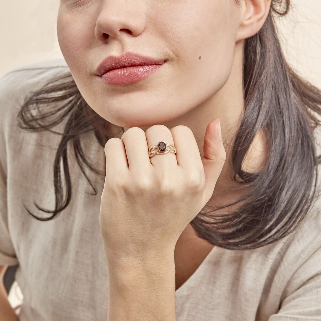 Bague Tina Or Jaune Quartz Et Oxyde De Zirconium - Bagues solitaires Femme | Histoire d’Or