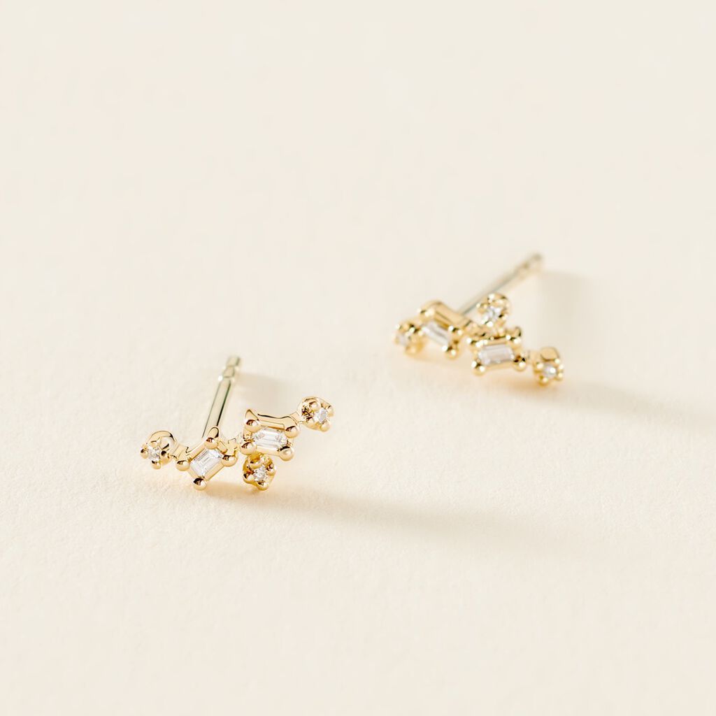 Boucles D'oreilles Puces Joy Or Jaune Diamant - Clous d'oreilles Femme | Histoire d&rsquo;Or