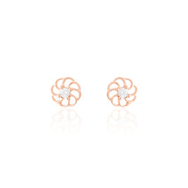 Boucles D'oreilles Puces Eleanor Fleur Or Rose Oxyde De Zirconium - Clous d'oreilles Femme | Histoire d’Or