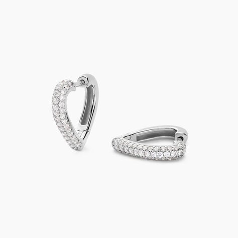 Créoles Declaration Argent Blanc Oxyde De Zirconium - Boucles d'oreilles créoles Femme | Histoire d’Or