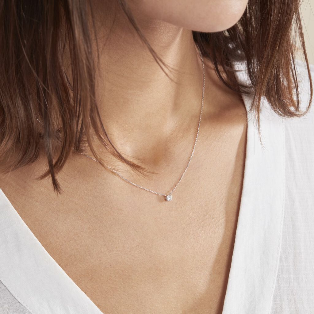 Collier Or Blanc Aphrodite Diamant Synthétique - Colliers Femme | Histoire d’Or