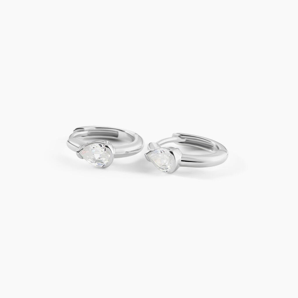 Cr&eacute;oles Huge Argent Blanc Oxyde De Zirconium - Boucles d'oreilles cr&eacute;oles Femme | Histoire d&rsquo;Or