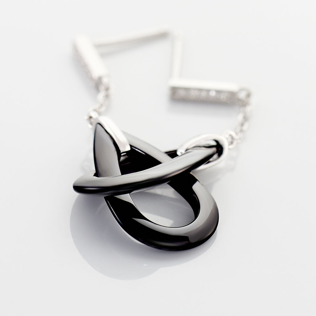 Boucles D'oreilles Pendantes Amaris Argent Blanc C&eacute;ramique Et Oxyde - Boucles d'oreilles fantaisie Femme | Histoire d&rsquo;Or