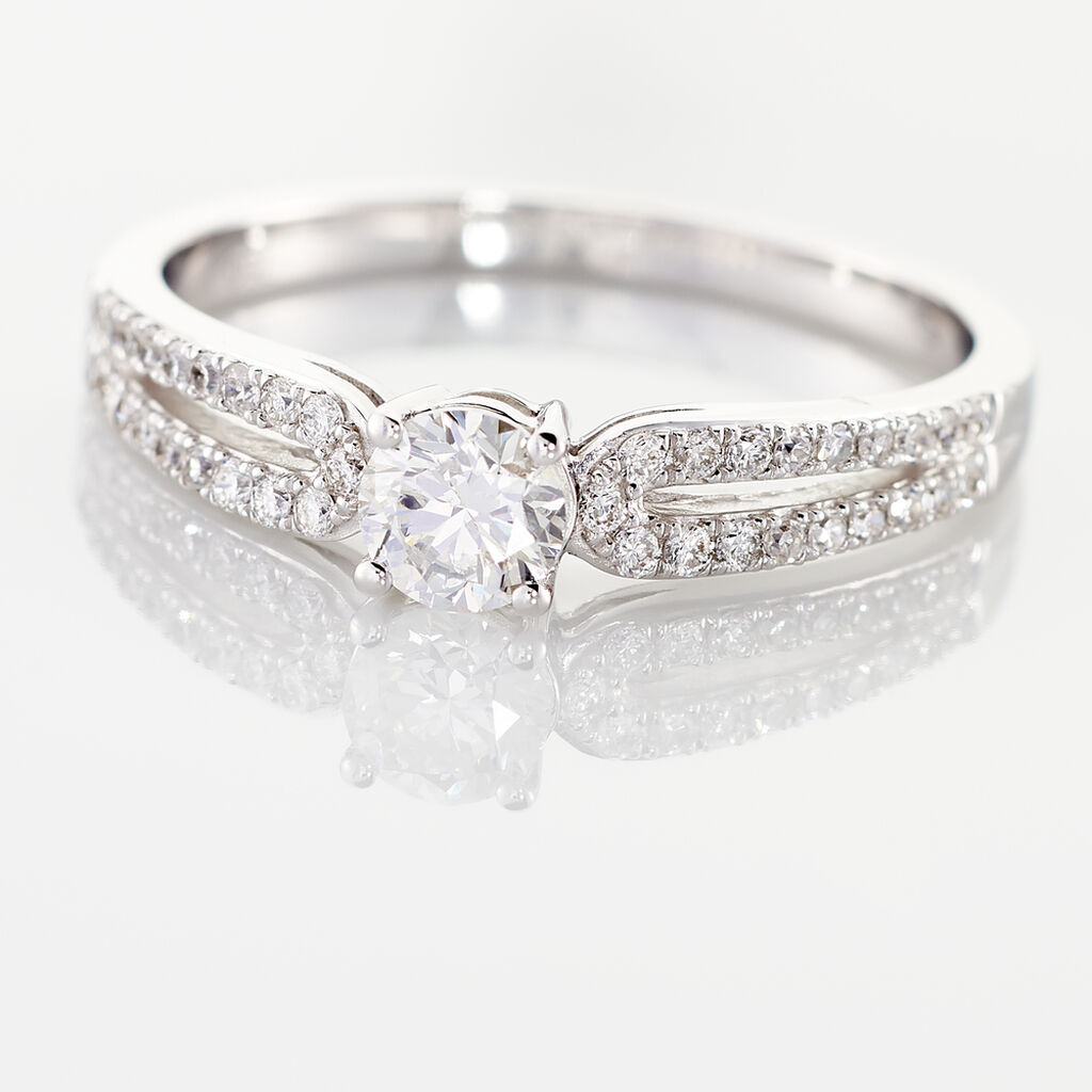 Bague Solitaire Katalina Or Blanc Diamant - Bagues solitaires Femme | Histoire d’Or