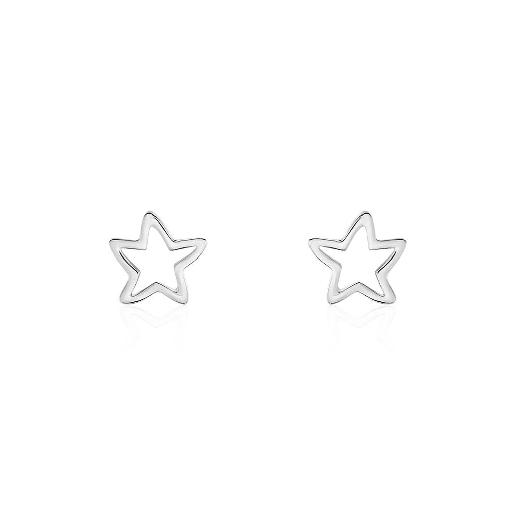 Boucles D'oreilles Puces Alphonsine Etoile De Mer Or Blanc - Clous d'oreilles Femme | Histoire d’Or