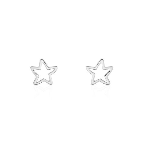 Boucles D'oreilles Puces Alphonsine Etoile De Mer Or Blanc - Clous d'oreilles Femme | Histoire d’Or