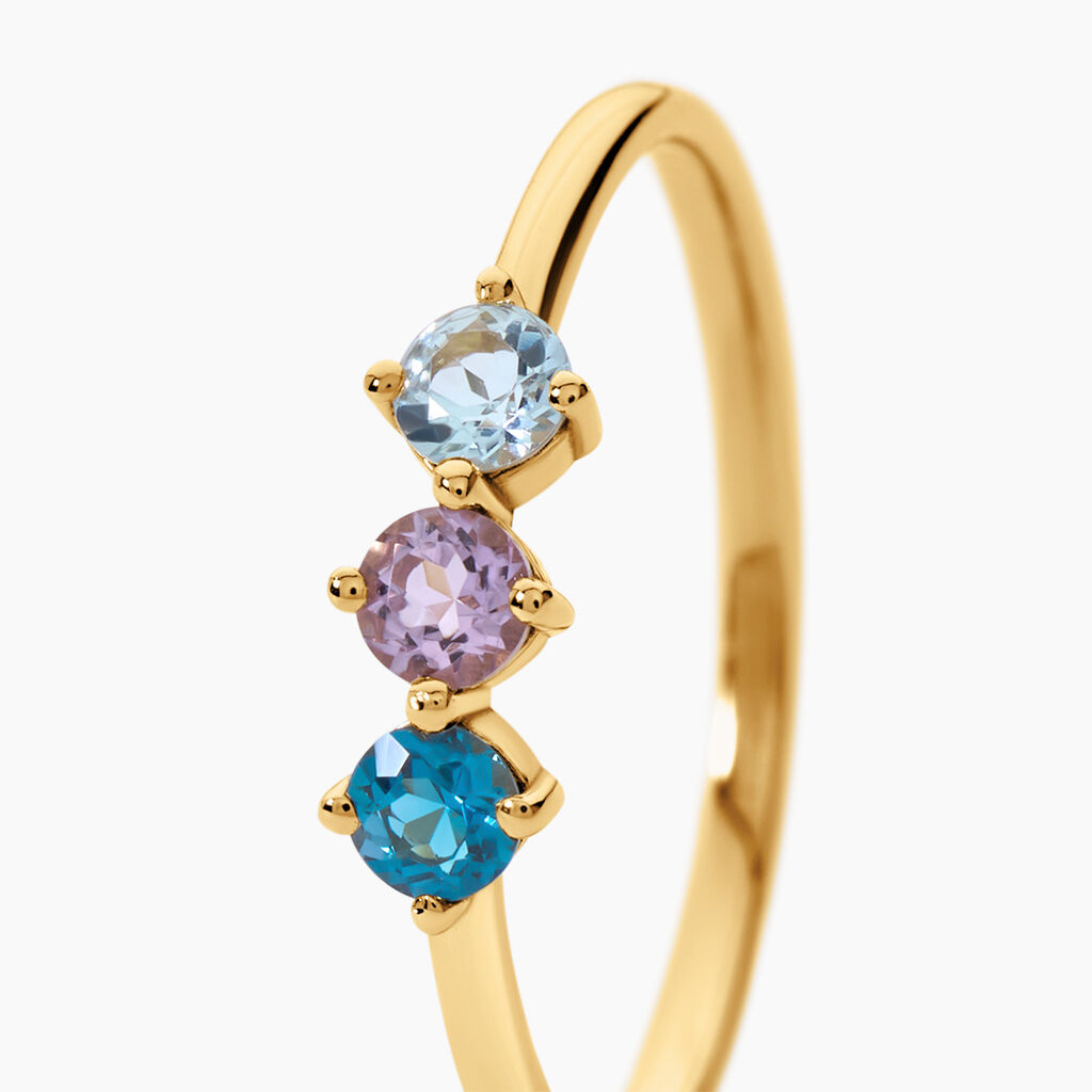 Bague Joanne Argent Dor&eacute; A L'Or 750/1000 Topaze Am&eacute;thyste - Bagues avec pierre Femme | Histoire d&rsquo;Or
