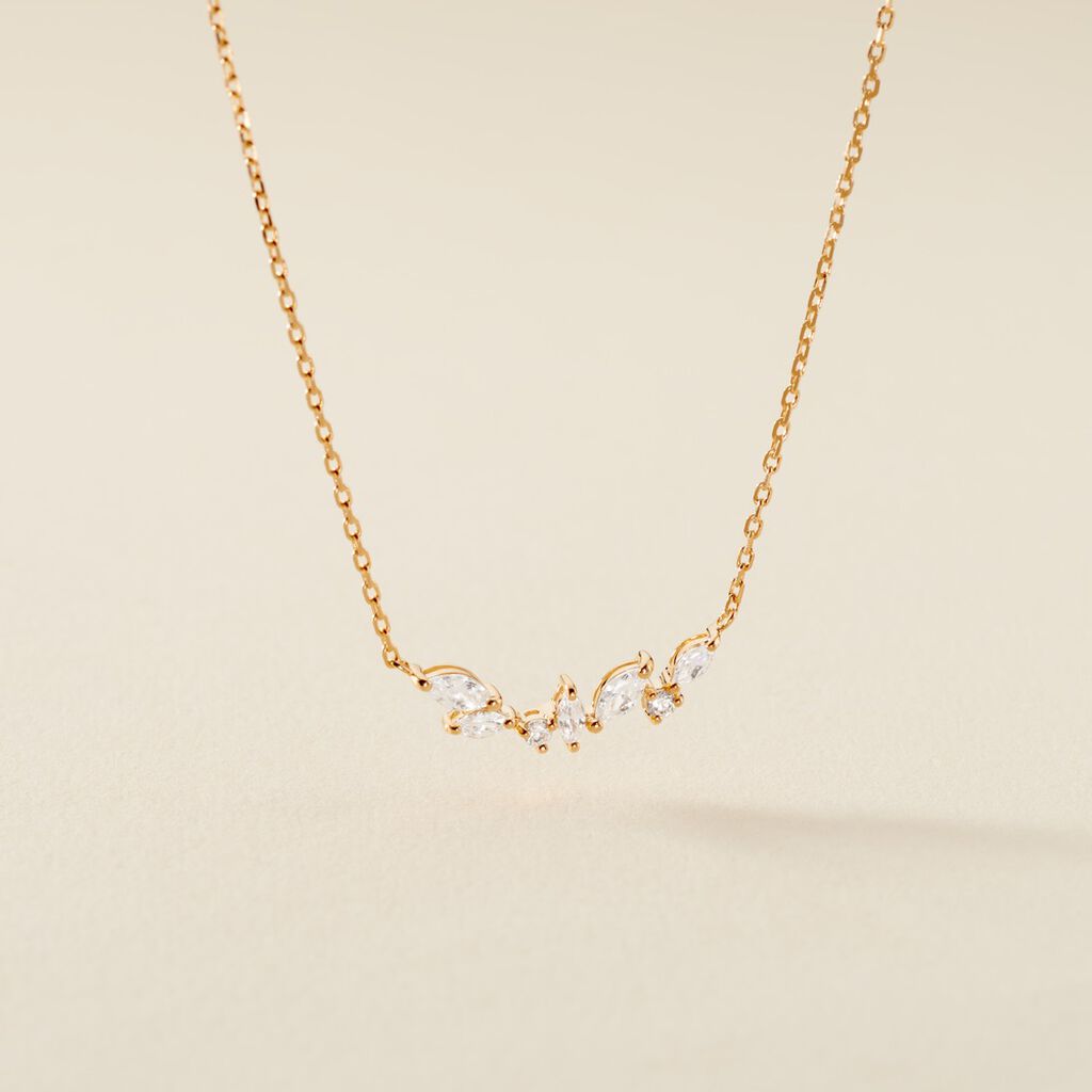 Collier Jardins D'hiver Plaqu&eacute; Or Jaune Oxyde De Zirconium - Colliers Femme | Histoire d&rsquo;Or