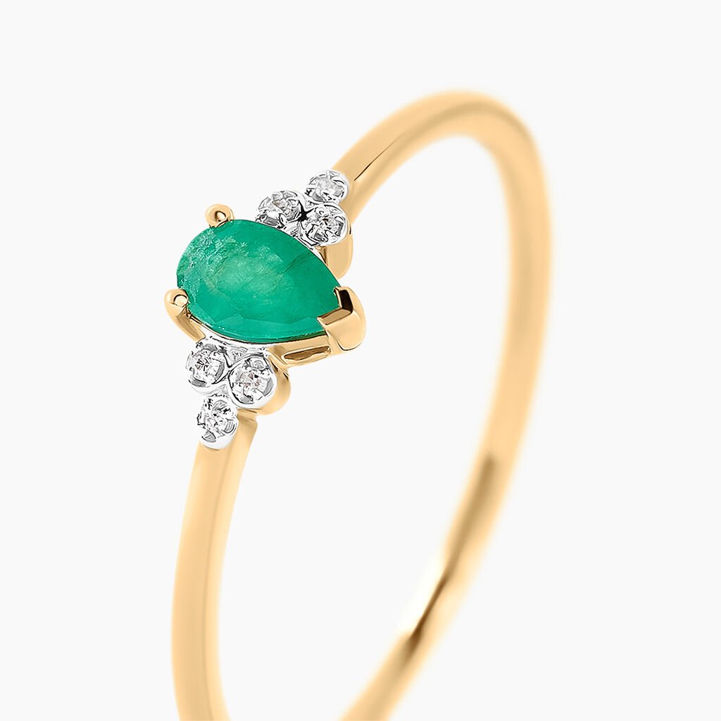 Bague Moss Or Jaune Emeraude Diamant - Bagues solitaires Femme | Histoire d’Or