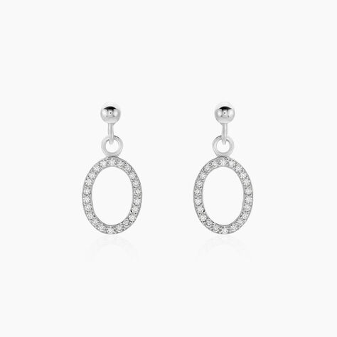Boucles D'oreilles Pendantes Kimber Argent Blanc Oxyde De Zirconium - Boucles d'oreilles fantaisie Femme | Histoire d&rsquo;Or