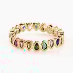 Bague Plaqu&eacute; Or Jaune Ethem Anneau Pierres Multicolores - Bagues avec pierre Femme | Histoire d&rsquo;Or