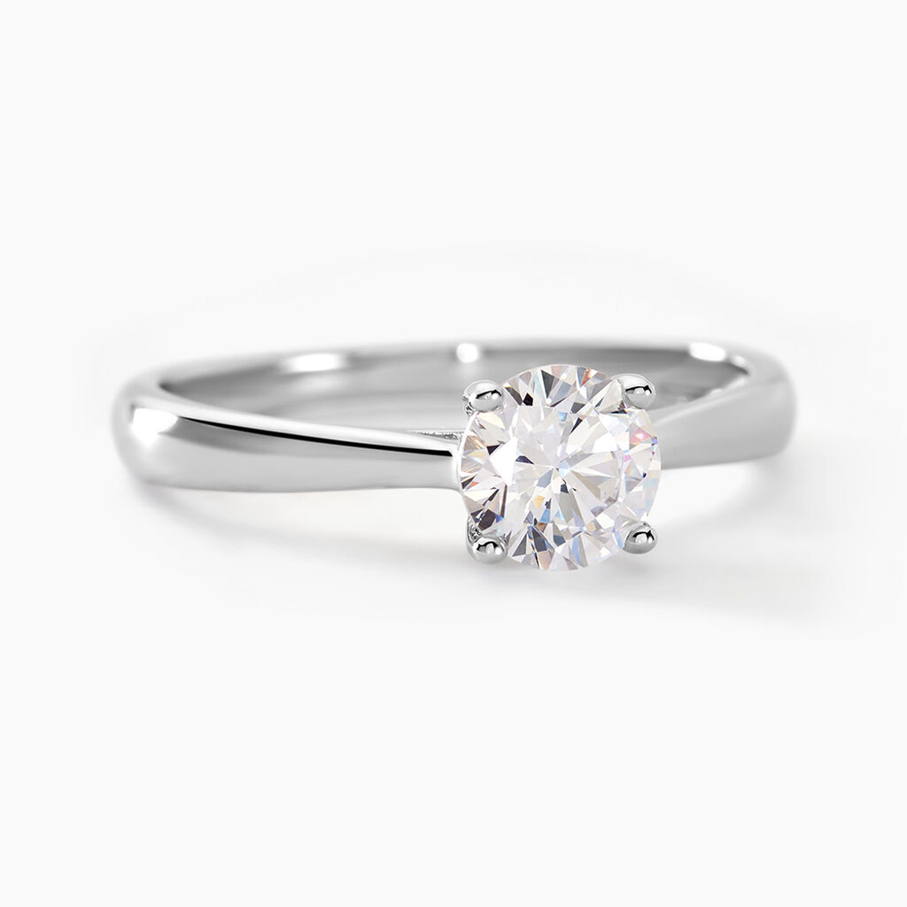 Bague Solitaire Elyana Argent Rhodié Oxyde De Zirconium