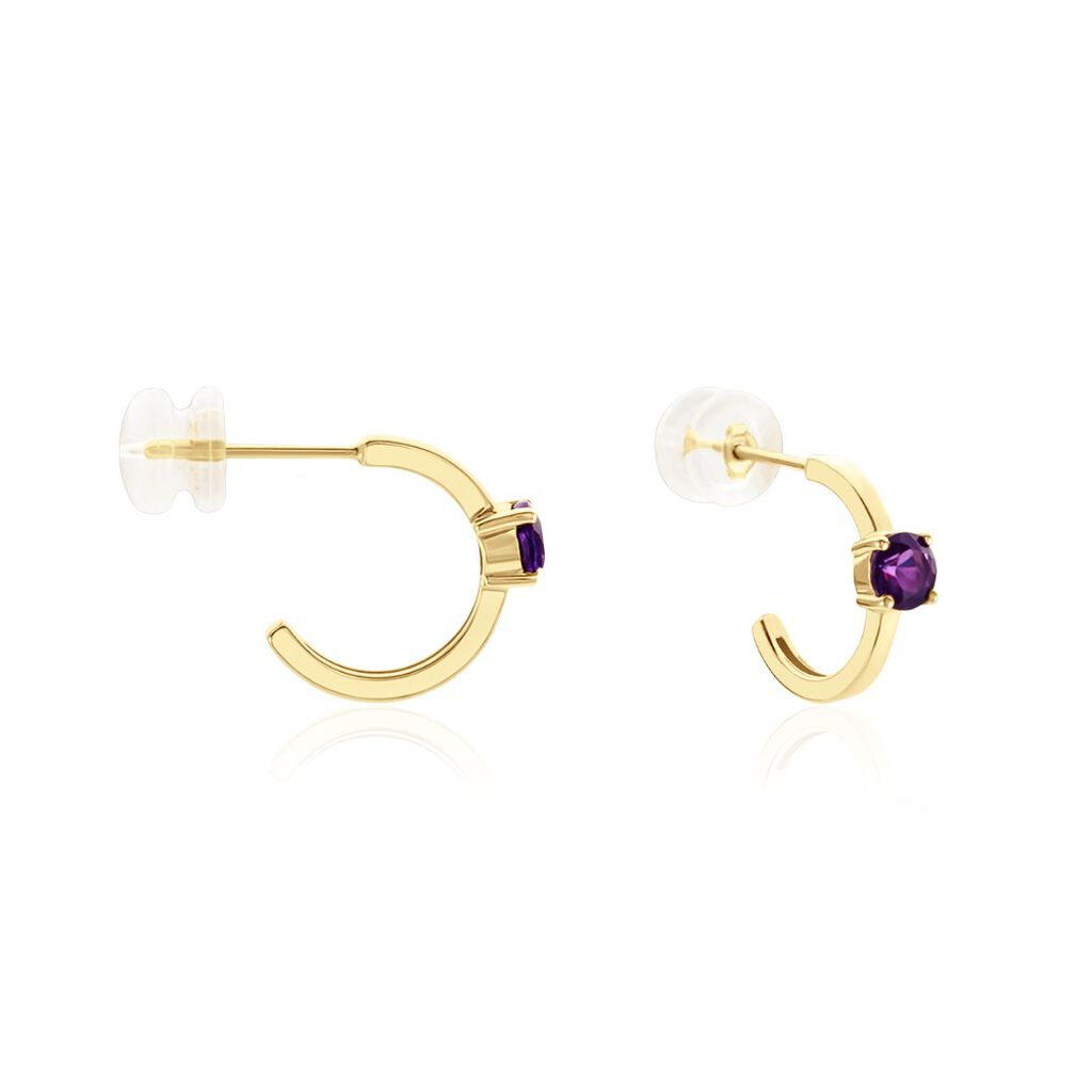 Cr&eacute;oles Nottingham Or Jaune Am&eacute;thyste - Boucles d'oreilles cr&eacute;oles Famille | Histoire d&rsquo;Or