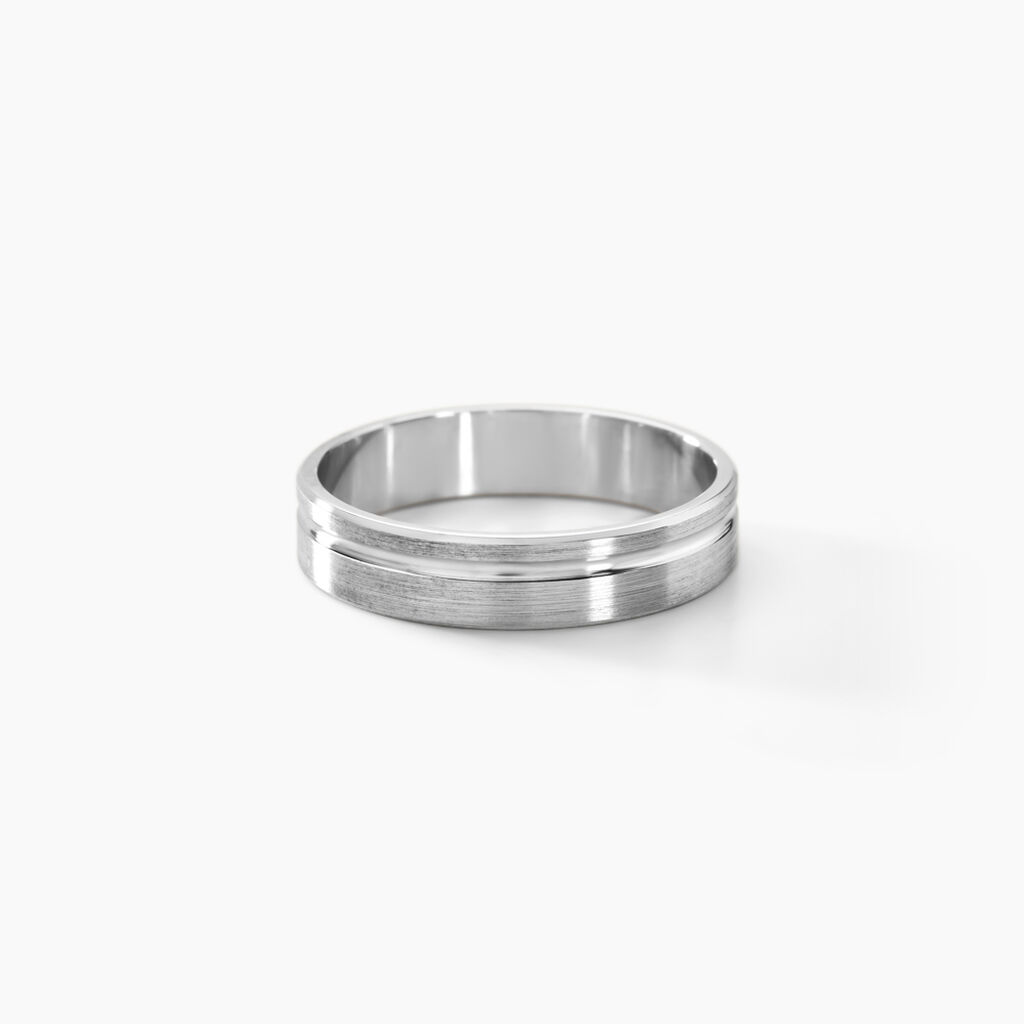 Alliance Abygail Ruban Plat Argent Blanc - Alliances Famille | Histoire d’Or