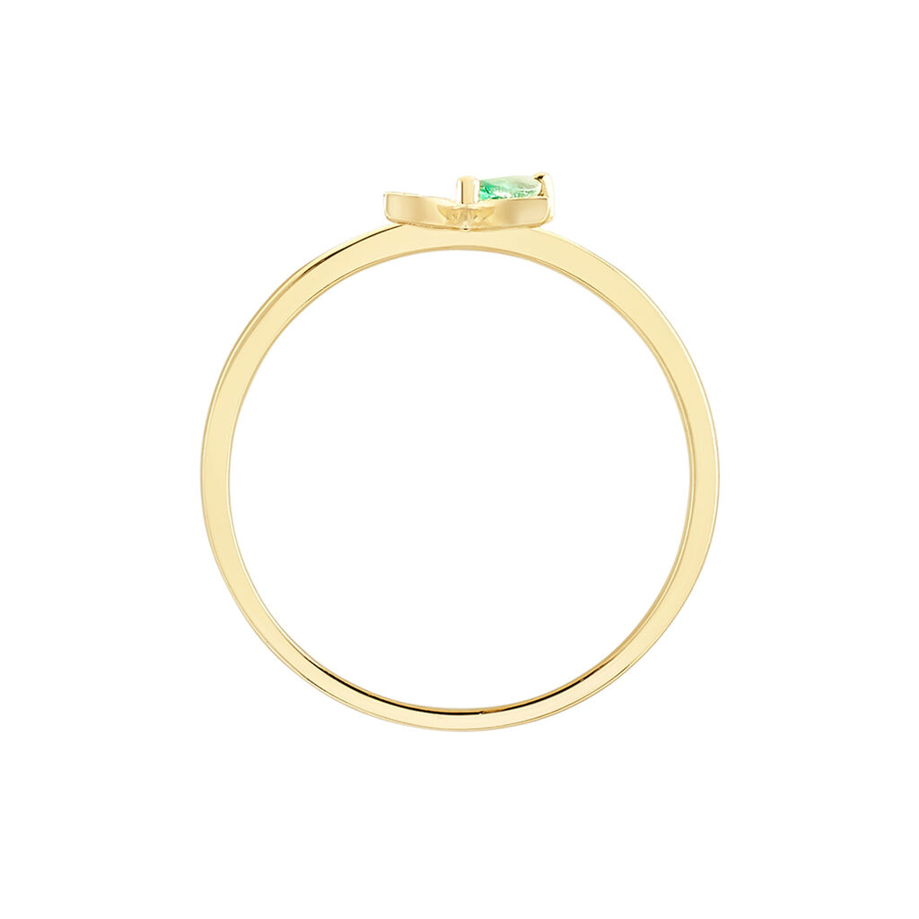 Bague Flower Power Or Jaune Emeraude Diamant - Bagues solitaires Femme | Histoire d&rsquo;Or