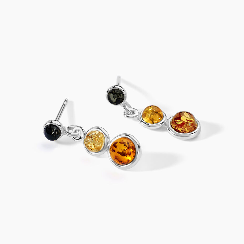 Boucles D'oreilles Argent Blanc Rosalie Ambres - Boucles d'oreilles fantaisie Femme | Histoire d&rsquo;Or