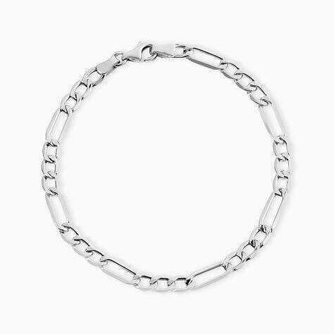 Bracelet Or Blanc Maille Alternée 1/3 - Bracelets chaîne Femme | Histoire d’Or