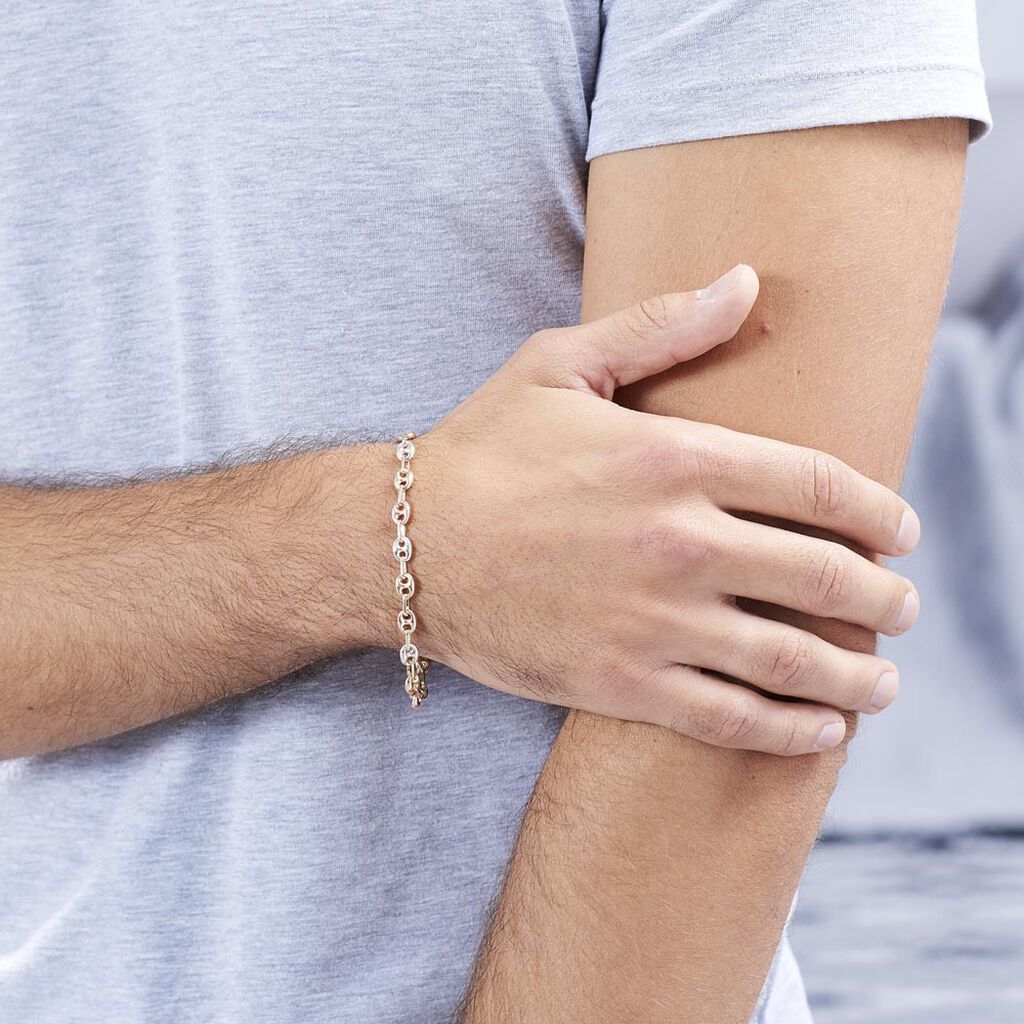 Bracelet Dami Maille Grain De Cafe Or Tricolore - Bracelets chaîne Homme | Histoire d’Or